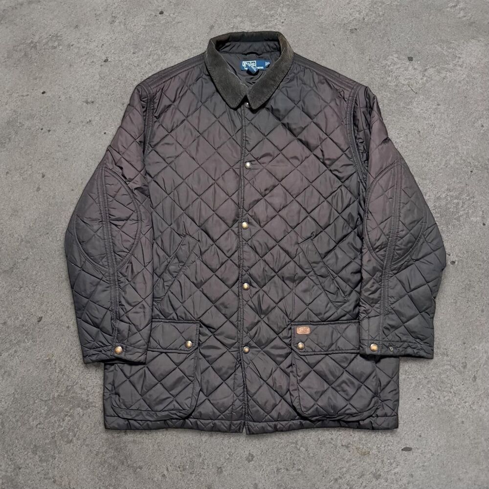 Vintage Polo Ralph Lauren Quilted Barn Jacket Size XL Brown Corduroy Collar